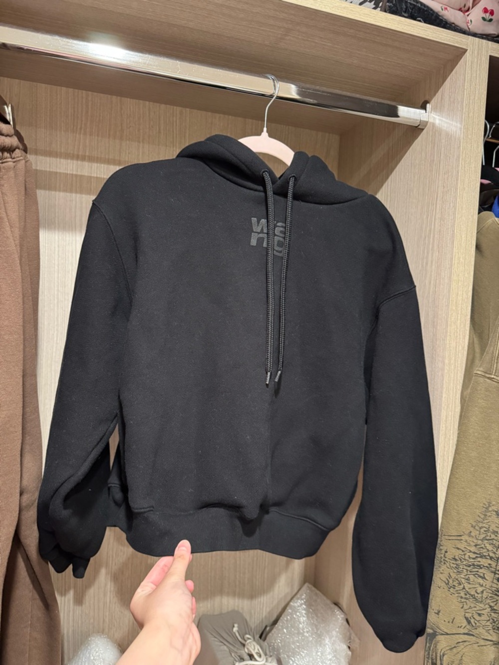 Alexander Wang Black Wang Hoodie with Tonal Logo